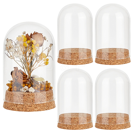   4 Sets Transparent Glass Dome Jar Cloche Display Cases AJEW-PH0011-24B-1