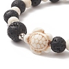Dyed Synthetic Turquoise(Dyed) Tortoise & Natural Lava Rock Beaded Stretch Bracelet for Women BJEW-JB09229-01-2