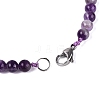 Natural Amethyst Round Beaded Fan Bib Necklaces NJEW-N064-04F-4