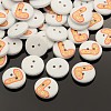Mixed Styles 2-Hole Flat Round Printed Wooden Sewing Buttons BUTT-M002-13mm-M-2