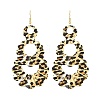 Teardrop Leopard Print Alloy Dangle Earrings for Women EJEW-K304-02G-5