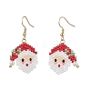 304 Stainless Steel Glass Christmas Theme Dangle Earrings EJEW-MZ00527-01-3