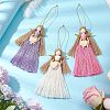 3Pcs 3 Colors Handmade Macrame Cotton Cord Angel Pendant Decorations HJEW-JM02669-2