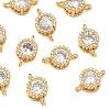 SHEGRACE Brass Pave Clear Cubic Zirconia Flat Round Connector Charms XGRQ3D618-499G-1