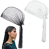 2Pcs 2 Colors Mesh Rhinestone Fishnet Headband Glitter Headscarfs OHAR-GA0001-11-1