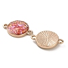 Brass Pave Synthetic Opal Flat Round Connector Charms KK-A239-05G-2