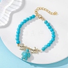 304 Stainless Steel & Synthetic Turquoise Charm Bracelets BJEW-JB14065-2