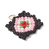 Handmade Glass Seed Beaded  Window Lattice Pattern Shape Pendants PALLOY-MZ00929-02-3