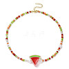 Acrylic Enamel Fruit Pendant Necklace with Glass Seed Chains for Women NJEW-JN04293-2