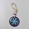 Plastic & Resin Flat Round with Evil Eye Pendant Decorations LS-HJEW-WH0108-012-1