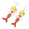 Copper Wire with Glass Beads Dangle Earrings EJEW-MZ00816-01-3