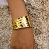 Minimalist Hammered 304 Stainless Steel Cuff Bangles PQ4514-2