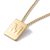 Stainless Steel Initial Letter Rectangle Pendant Necklace for Men Women NJEW-E090-01G-13-1