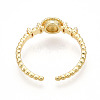 Brass Micro Pave Clear Cubic Zirconia Cuff Rings for Women KK-T070-113-3