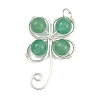 Copper Wire Wrapped Natural Green Aventurine Shamrock Pendants PALLOY-JF02945-04-1