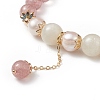 Natural Strawberry Quartz & White Moonstone & Pearl Beaded Stretch Bracelet with Tassel Charms for Women BJEW-JB09009-01-4