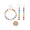 Natural & Synthetic Mixed Stone & Pearl Beaded Dangle Earrings & Bracelet SJEW-JS01261-2