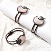 Natural Rose Quartz & Labradorite Bangles for Women BJEW-A043-01R-01-1