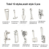 50Pcs 10 Styles Tibetan Style Alloy Pendants TIBE-FP0001-13-6