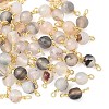 Dyed Natural Agate Faceted Round Connector Charms KK-C097-04G-05-1