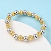 Brass Round Beaded Stretch Bracelets for Women BJEW-B148-04B-GP-2