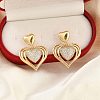 Brass Micro Pave Clear Cubic Zirconia Dangle Stud Earrings for Women EJEW-F352-05G-03-4