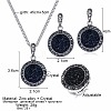 Flat Round Zinc Alloy Resin Pendant Necklaces & Hoop Earrings & Rings Sets FS-WG9E730-01-5