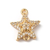 Brass Micro Pave Clear Cubic Zirconia Star Links Connector Charms KK-C062-105G-1