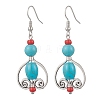 Tibetan Style Alloy Synthetic Turquoise Oval Dangle Earrings EJEW-JE06575-1-2