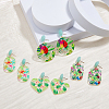 FIBLOOM 4 Pairs 4 Style Flower Enamel Dangle Stud Earrings EJEW-FI0002-31-5