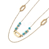Enamel Charms Double Layer Necklace with Synthetic Turquoise Beaded NJEW-P269-20D-G-3