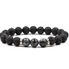8MM Round Natural Black Moonstone and Natural Lava Rock Beaded Stretch Bracelets for Couples BW4110-10-1