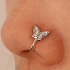 Butterfly Brass Micro Pave Clear Cubic Zirconia Clip on Nose Rings WGE7DEE-02-1