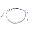 Natural Round Aquamarine Beads Braided Bead Bracelets for Women BJEW-JB11655-03-2