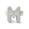 Letter Brass Micro Pave Clear Cubic Zirconia Open Cuff Ring for Women RJEW-N046-03M-P-2