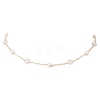 Natural Rose Quartz Star & Natural Freshwater Pearl & Brass Link Chain Necklaces NJEW-JN05687-01-2