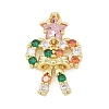 Christmas Brass Micro Pave Cubic Zirconia Pendants KK-H518-03B-G-1