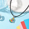 Glass Seed Beads Heart Pendant Necklaces NJEW-MZ00059-2