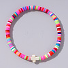 Bohemian Style Handmade Polymer Clay Heishi Beads Stretch Bracelets PN0199-2-1