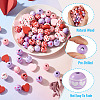 80Pcs 8 Styles Valentine's Day Printed Wood Beads WOOD-TA0003-01-5
