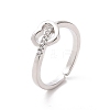 Clear Cubic Zirconia Heart Open Cuff Ring RJEW-H127-11P-1