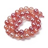 Electroplated Natural Agate Beads Strands G-B191-A07-10mm-15-4
