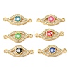 Rack Plating Brass Micro Pave Clear Cubic Zirconia Eye Connector Charms KK-K385-092G-1