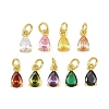 Brass Pave Cubic Zirconia Charms KK-K340-51G-1