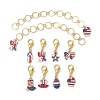 10Pcs USA Flag Element Apple/Star/Bowknot Alloy Enamel Knitting Row Counter Chains & Locking Stitch Markers Kits HJEW-JM01337-1