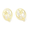 Brass Pave Clear Cubic Zirconia Stud Earring Findings KK-F875-04G-2