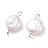 Natural Baroque Pearl Keshi Pearl Connector Charms PALLOY-JF01495-01-1