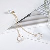 Alloy & Round Imitation Pearl Tassel Chain Cuff Crawler Climber Cartilage Earrings FS-WG06E18-01-2