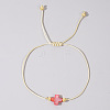 Adjustable Rainbow Dyed Shell Cross Braided Bead Bracelets for Women DZ6787-4-1