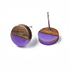 Opaque Resin & Walnut Wood Stud Earrings EJEW-N017-008-B09-3